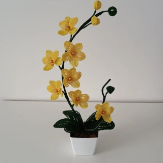 Orchidej z korálků žlutá 