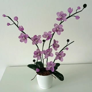 Orchidej z korálků růžová 